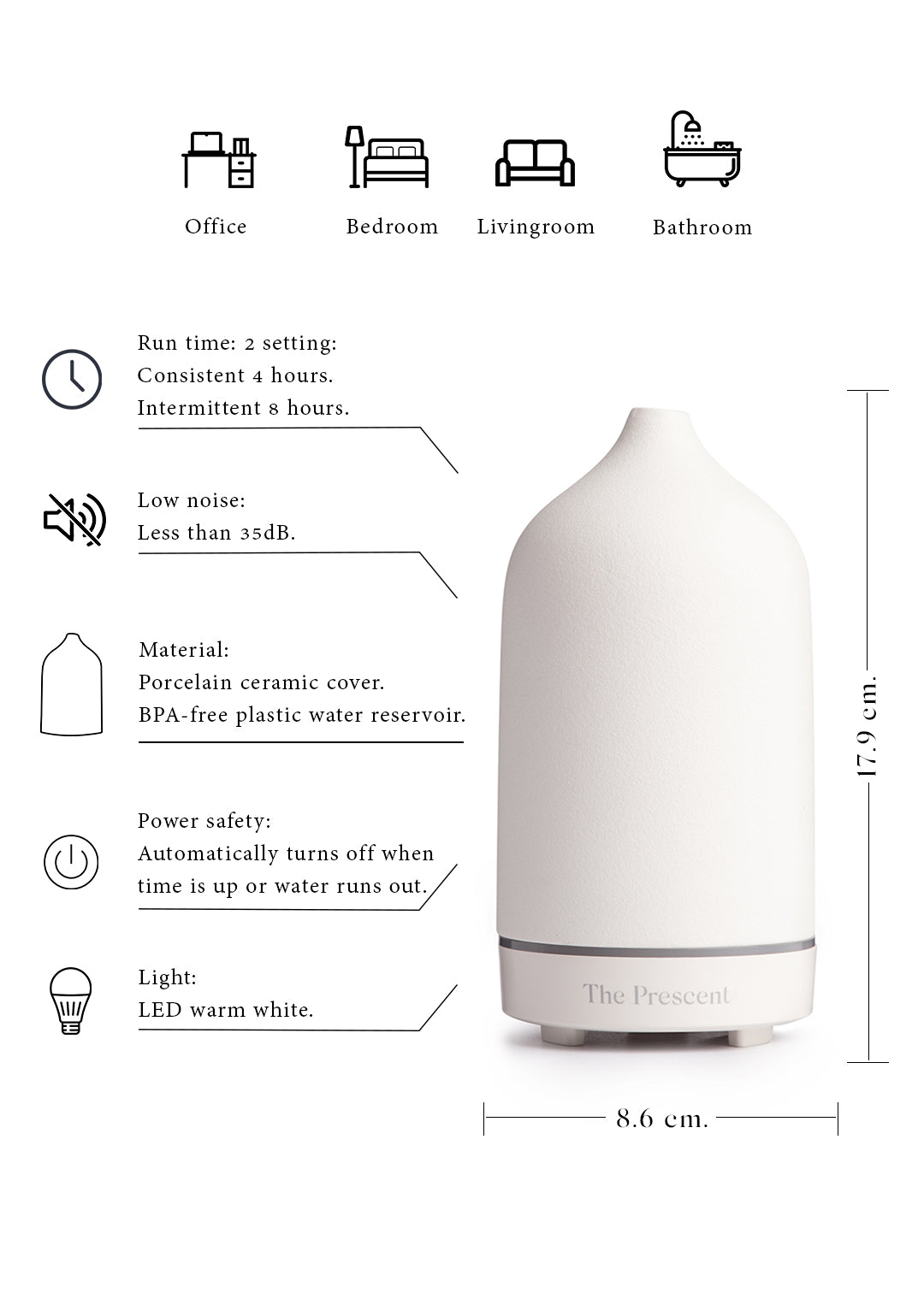 White Porcelain Ceramic Aroma Humidifier เครื่องพ่นไอน้ำอโรม่า เซรามิกพอร์ซเลน